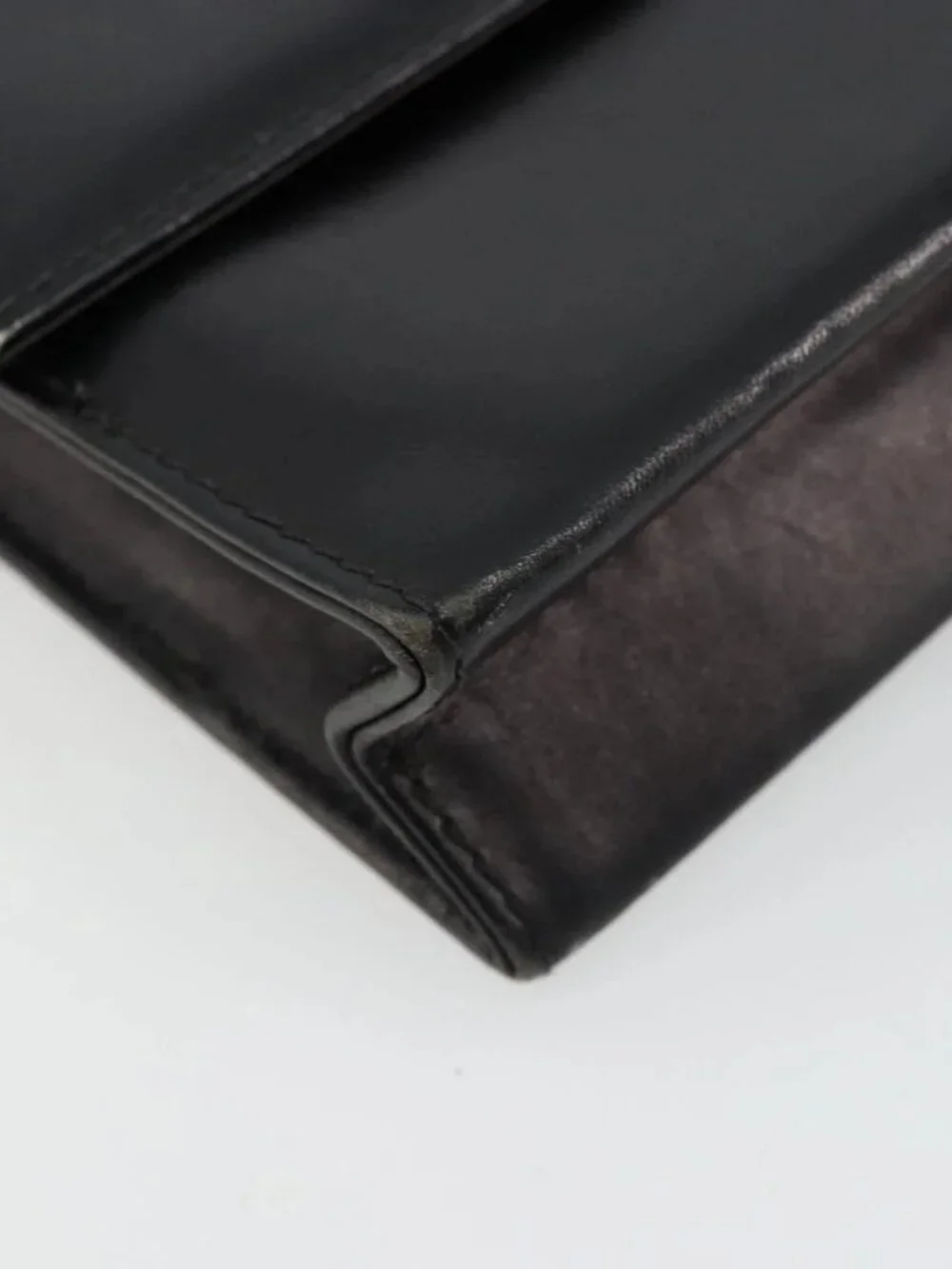 GUCCI Shoulder Bag Leather Black Gold Auth